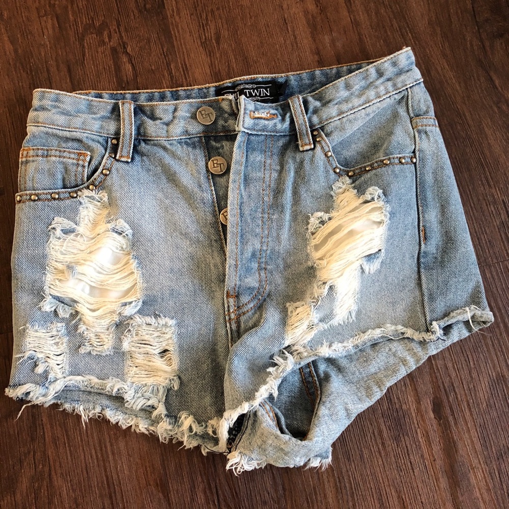 Nasty Gal distressed denim shorts